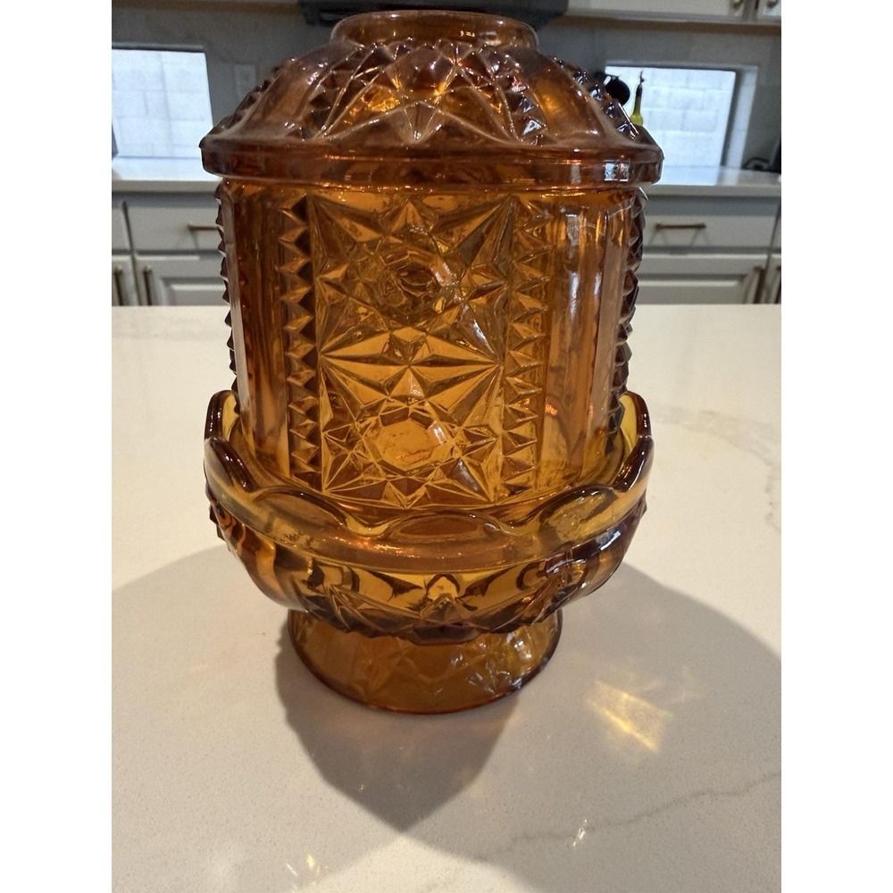 Vintage Fairy Lamp Amber Stars & Bars Indian Light Candle Holder 2 Pieces